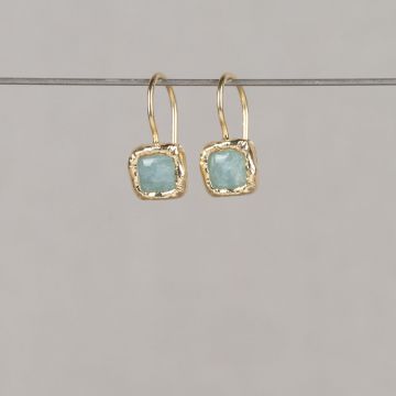 Oorhanger zilver verguld met Aquamarijn