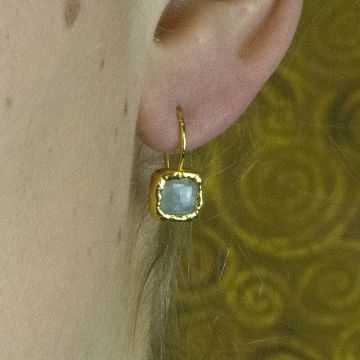Ohrring Gold plated mit Aquamarin