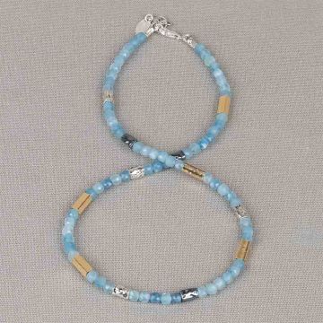 Collier aquamarijn met zilver, oxy en GF buisjes
