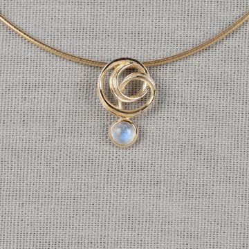 CURLY GEMSTONES| Hanger 14 krt Regenboog maansteen