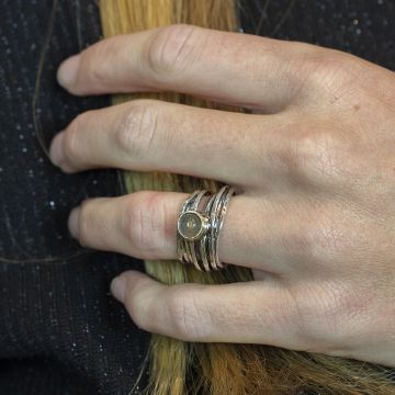 Ring Silber gedreht mit Labradorit