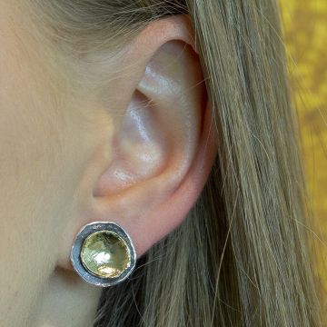 Ohrstecker rund Silber Oxy mit vergoldet