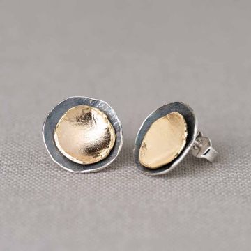 Ohrstecker rund Silber Oxy mit vergoldet