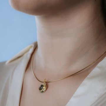 CURLY GEMSTONES | Anhänger Locke + schwarzer Rutilquarz