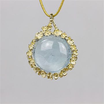 BLOSSOM | Hanger G14K bloesem + Milky Aquamarijn 14 mm