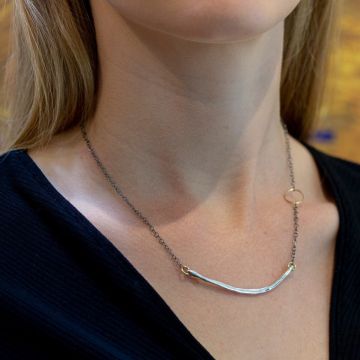Collier zilver oxy met gouden glimlach