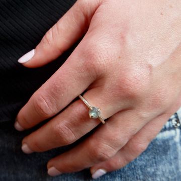 Ring Silber + 9 Karat + Labradorit Rose
