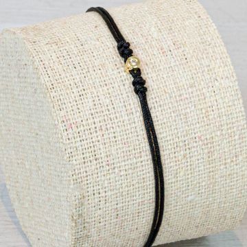 N.O.O.R. | Armband koord + knopje 14 karaat + dia 0,02 ct