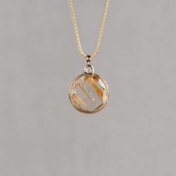 ROCKY | Collier 14 karaat + rond Gold rutiel + dia 0,04 ct