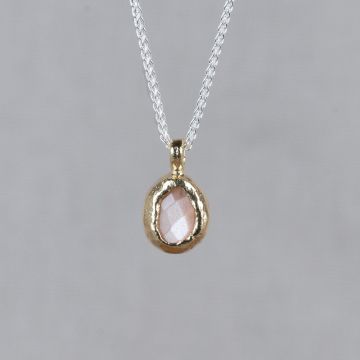 Collier wit zilver + Roze Maansteen