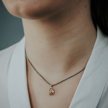 Necklace silver oxy + Pink Moonstone