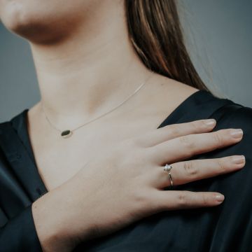 Ring Silber + 9 Karat + graue Perle