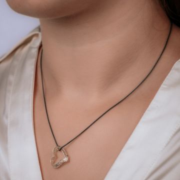 3D GOLD | Necklace silver oxy + 3D pendant G14K creative heart