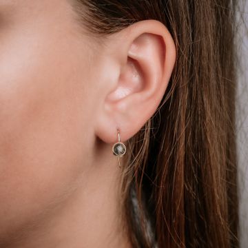 CURLY GEMSTONES | Ohrring einfach G14K + schwarzer Rutil
