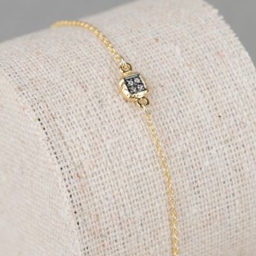 BLACK DOTS | Armband G14K Black Rhodium vierkant + 4x 0,005 ct