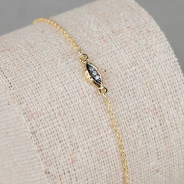 BLACK DOTS | Armband G14K Black Rhodium navet + 3x 0,005 ct