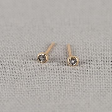 BLACK DOTS | Oorknop G14K Black Rhodium + 2x 0,005 ct