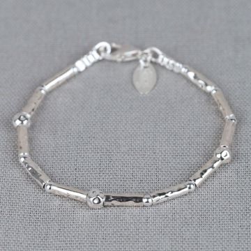 Armband buisjes balletjes zilver