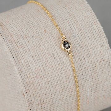 BLACK DOTS | Armband G14K + hanger Black Rhodium + dia 0.01 ct