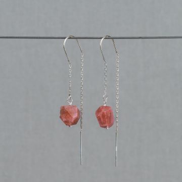 Doortrek oorbel + Roze Toermalijn