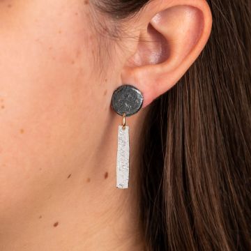 Stud earrings tower silver + oxy + Goldfilled