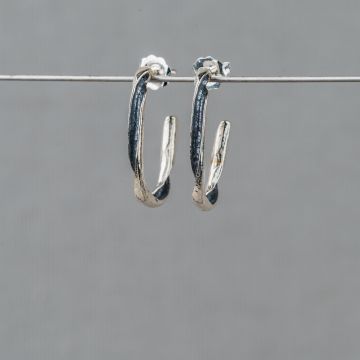 Oorhoepel zilver oxy twister kort