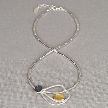 Collier Tubes loof zilver + oxy + verguld