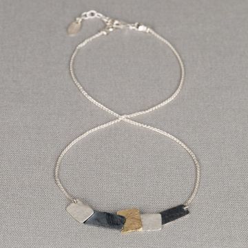 Collier blocks zilver + oxy + verguld