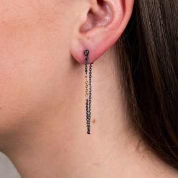 BLACK DOTS | Ohrringkette G14K + brauner Diamant
