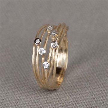 Ring Wired studs small G14K + dia 0,05 ct