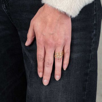 WAVY | Ring mit Drahtsteckern groß G14K + Diamant 0,07 ct