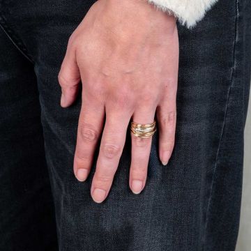 WAVY | Ring Drahtreihe groß G14K + dia 0,11 ct
