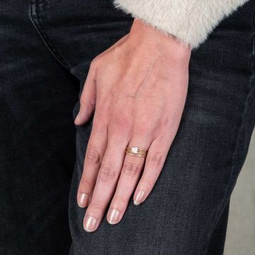 WAVY |Ring Drahtherz G14K + Diamant 0,06 ct