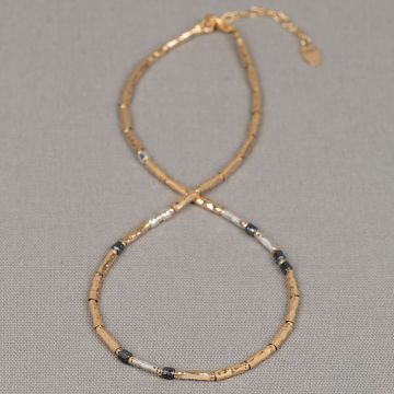 Collier Tubes Goldfilled + zilver oxy Happy