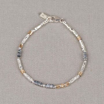 Armband Tubes Goldfilled + zilver oxy All Together