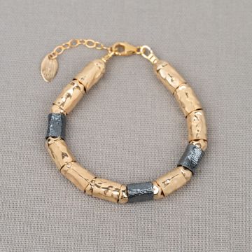 Armband Tubes Goldfilled + zilver oxy Slang