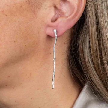 Silver stud earring with antenna