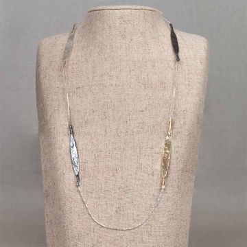 Collier zilver, oxy, verguld strips