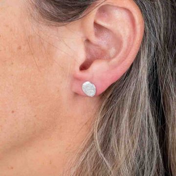 Silver egg earring
