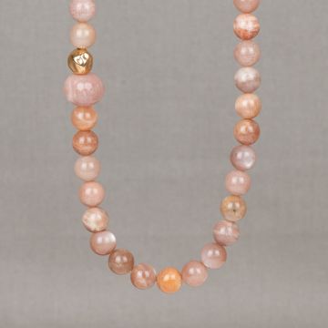 Necklace LIMITED pink Moonstone + Goldfilled ball