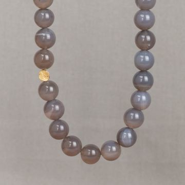 Necklace LIMITED Gray Agate + Gold-plated butterfly