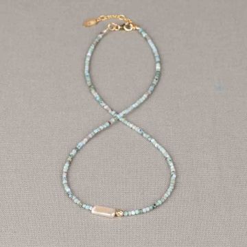 Collier Larimar + Parel + Goldfilled