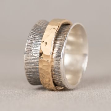 Ring zilver oxy + Goldfilled Bold