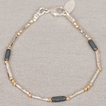 Armband Tubes Elegant zilver + Goldfilled + Hematiet
