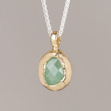 Collier Duo Argent GP + Aventurine Petite Goutte