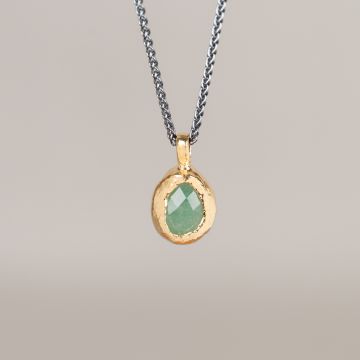 Collier Trio Argent + Aventurine Petite Goutte