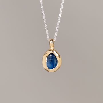 Collier Duo zilver GP + Kyaniet kleine druppel