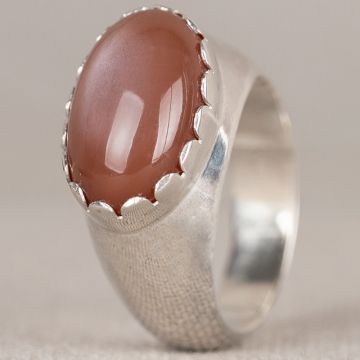 Ring Rustiek zilver + Choco Maansteen