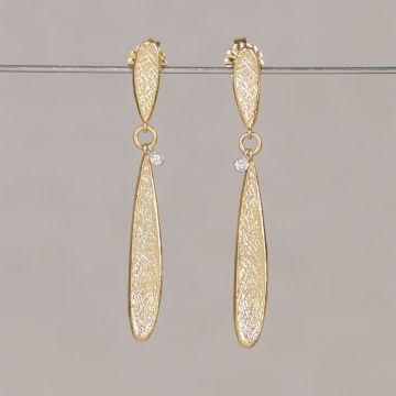 Puce d’oreille Leaf Large + Diamant de Laboratoire 0,02 ct