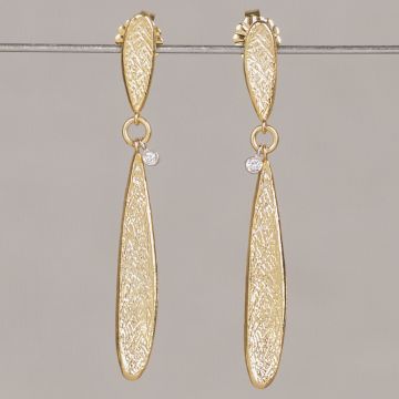 Puce d’oreille Leaf Large + Diamant de Laboratoire 0,02 ct
